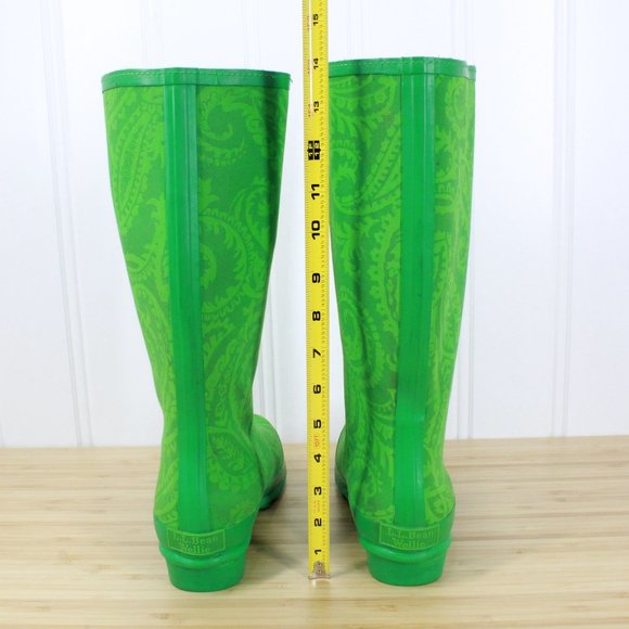 LL BEAN Wellies Waterproof Paisley Rain Boots 9 M - Picture 8 of 11